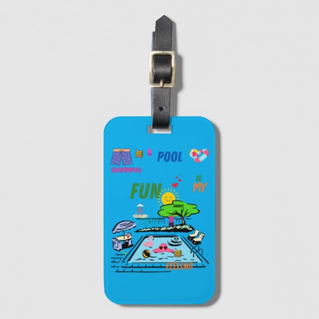 Etiqueta Para Maletas Swimming Pool Fun (Anverso vertical)