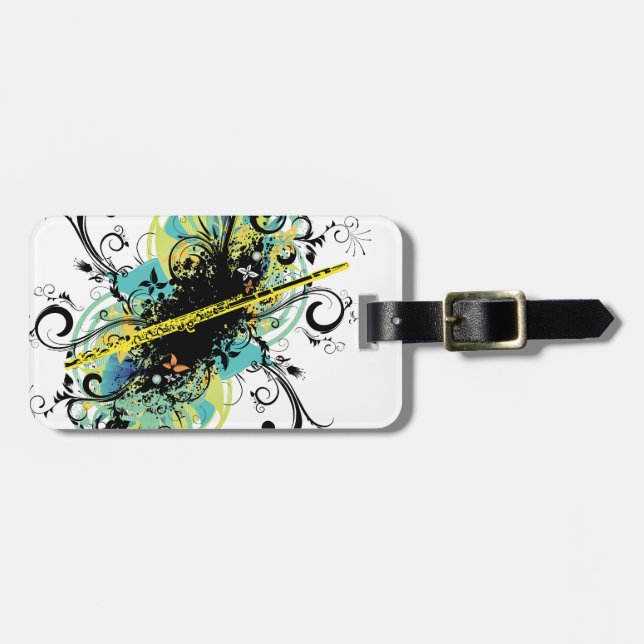 Etiqueta Para Maletas Swirl Grunge Flute (Frente Horizontal)