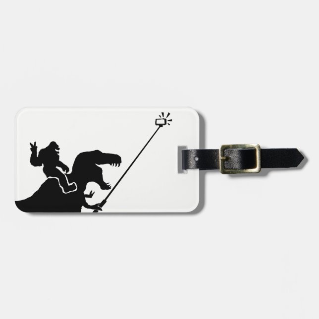 Etiqueta Para Maletas T-rex y selfie de Bigfoot (Frente Horizontal)