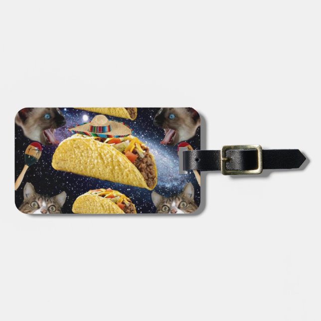 Etiqueta Para Maletas Tacos y gatos (Frente Horizontal)