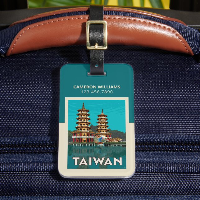 Etiqueta Para Maletas Taiwán | Pagodas Dragón Y Tigre (Anverso In situ 2)