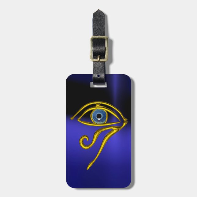 ETIQUETA PARA MALETAS TALISMAN AZUL / ORO HORUS OJO (Frente Vertical)