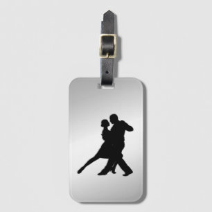 Etiqueta Para Maletas Tango Dancers Silhouette