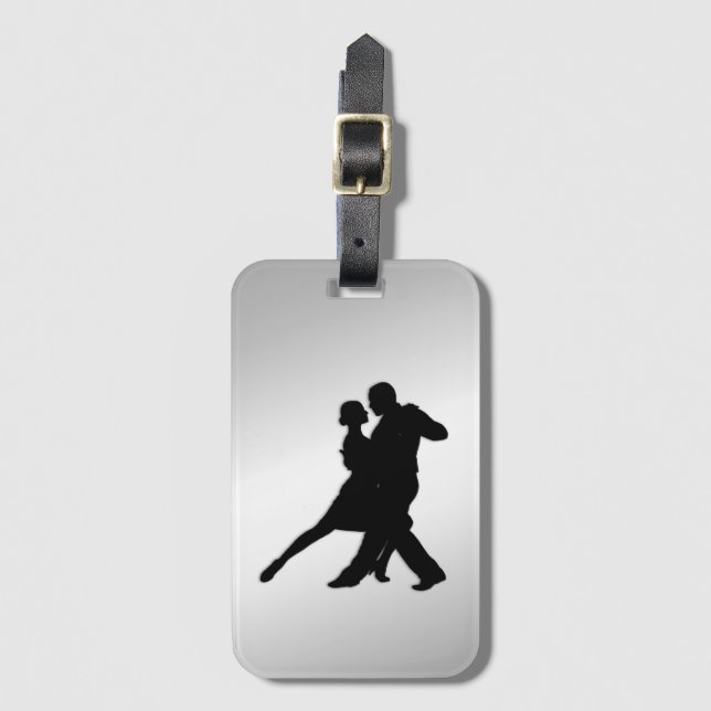 Etiqueta Para Maletas Tango Dancers Silhouette (Anverso vertical)