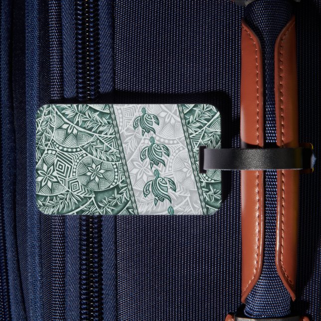 Etiqueta Para Maletas Tapa y honu hawaianos tradicionales (Reverso  In Situ 2)