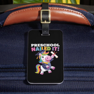 Etiqueta Para Maletas Tapón De Graduación De Unicornio En El Preescolar