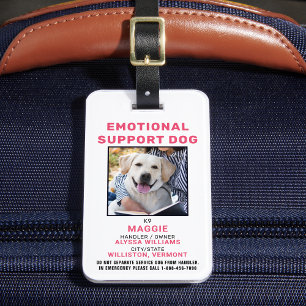 Etiqueta Para Maletas Tarjeta de apoyo emocional para perros con foto pe