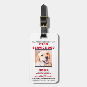 Etiqueta Para Maletas Tarjeta de perro del servicio PTSD fotográfico per