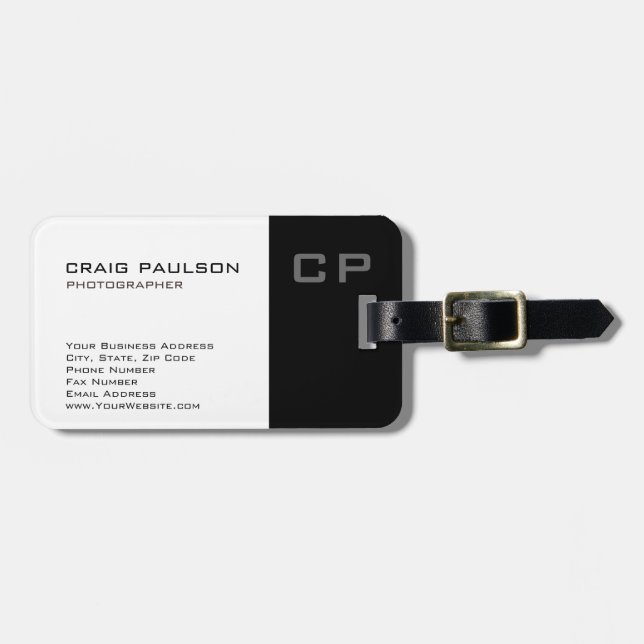 Etiqueta Para Maletas Tarjeta de presentación Standard Monograma Moderno (Frente Horizontal)