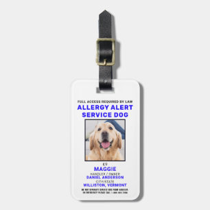 Etiqueta Para Maletas Tarjeta fotográfica de perro del servicio de alert