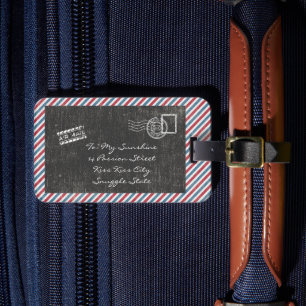 Etiqueta Para Maletas Tarjeta postal de correo aéreo gris oscuro