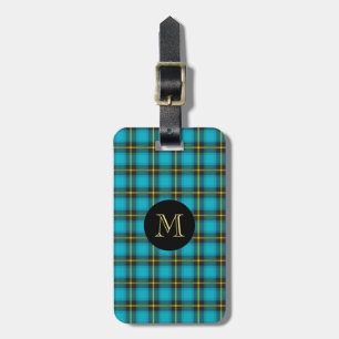 Etiqueta Para Maletas Tartan Blue Black Yellow Monograma trendy