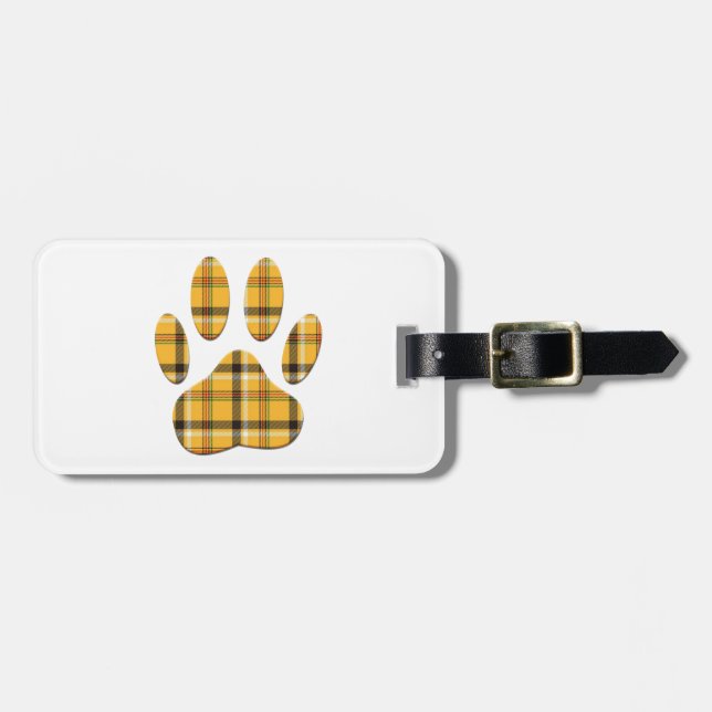 Etiqueta Para Maletas Tartan Dog Paw Print (Frente Horizontal)