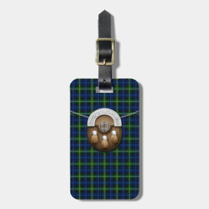 Etiqueta Para Maletas Tartán y escarcela de los montañeses de Escocia de