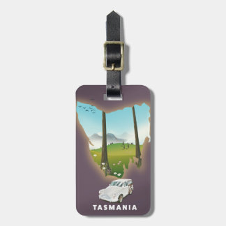 Etiqueta Para Maletas Tasmania ilustró un afiche de viajes en mapas.