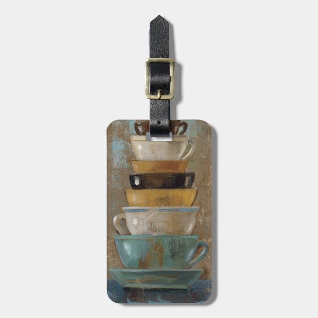 Etiqueta Para Maletas Tazas de café antiguas (Frente Vertical)