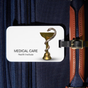 Etiqueta Para Maletas Tazón de serpiente médica de bronce Hygieia Caduce