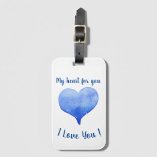 Etiqueta Para Maletas Te Amo El día de San Valentín Cute Blue Heart