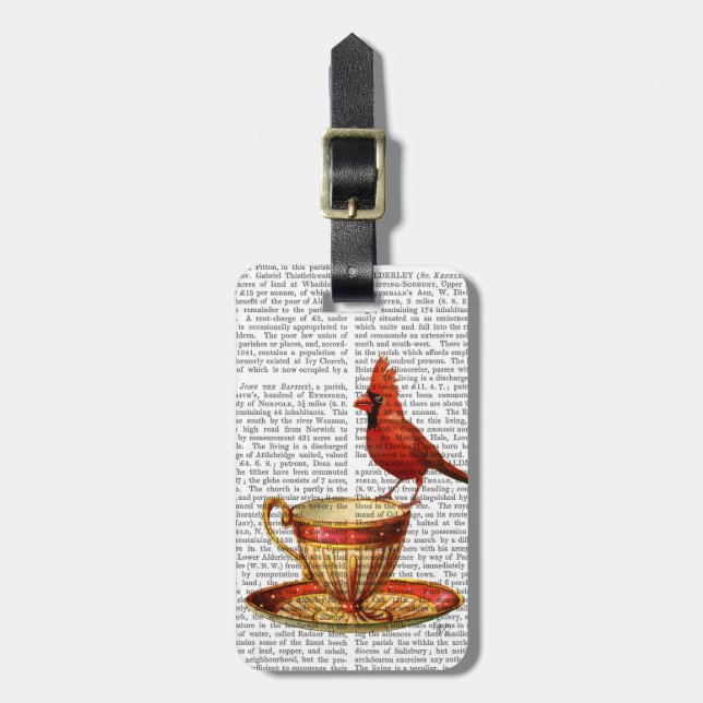 Etiqueta Para Maletas Teacup Y Cardenal Rojo (Frente Vertical)