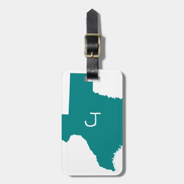 Etiqueta Para Maletas Teal Texas Monogramado (Frente Vertical)