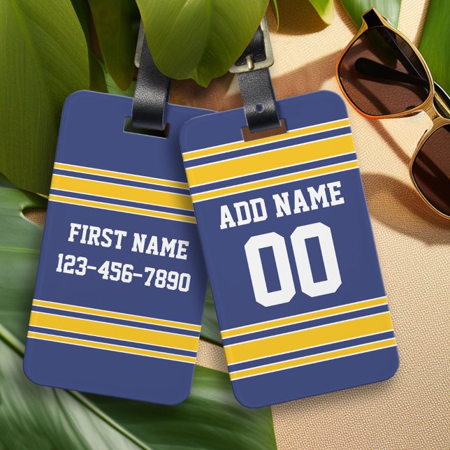 Etiqueta Para Maletas Team Jersey con nombre y número personalizados (Custom Luggage Tag)