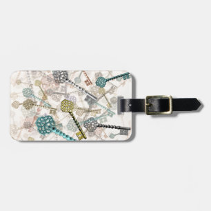 Etiqueta Para Maletas Teclas vintage chic de Shabby impresas, sutiles, c