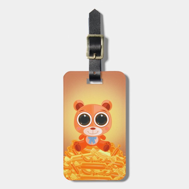 Etiqueta Para Maletas Teddy Bear - Naranja Candy (Frente Vertical)