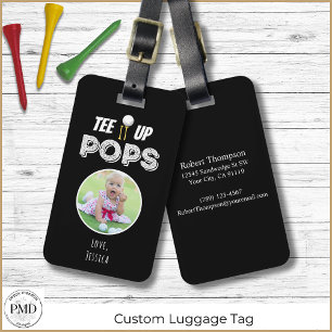 Etiqueta Para Maletas Tee It Up Pops Personalizado Foto Padres Day Black