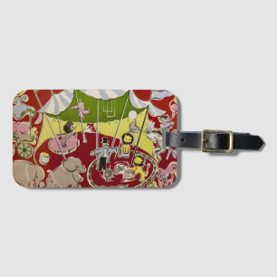 Etiqueta Para Maletas Tema de Animales de Circo Retro Vintage