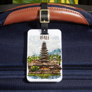 Etiqueta Para Maletas Templo de Bali Indonesia Ulun Danu Beratan