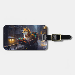Etiqueta Para Maletas Temporada festiva de Navidad de Shiba Inu