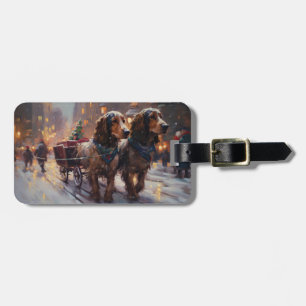 Etiqueta Para Maletas Temporada festiva de Navidades españoles de Cocker