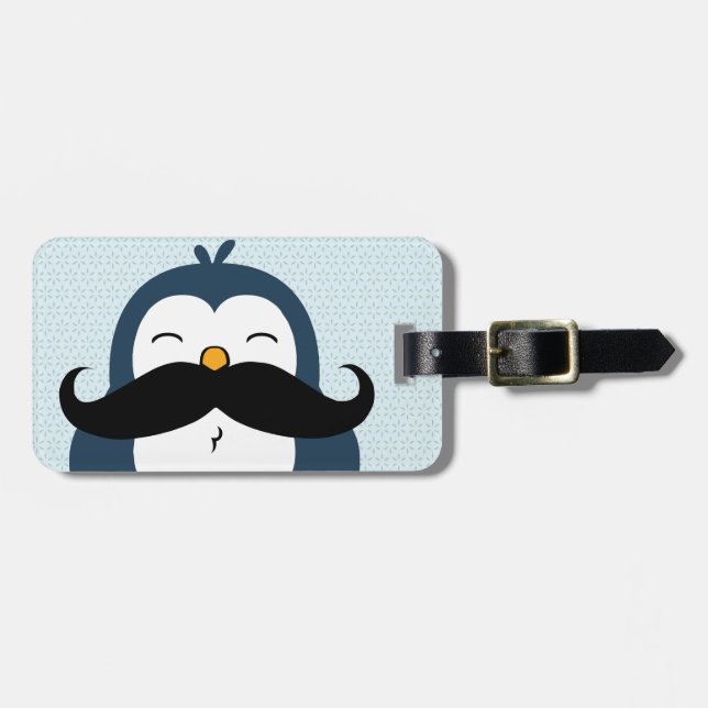 Etiqueta Para Maletas Tendencia del bigote del pingüino personalizada (Frente Horizontal)