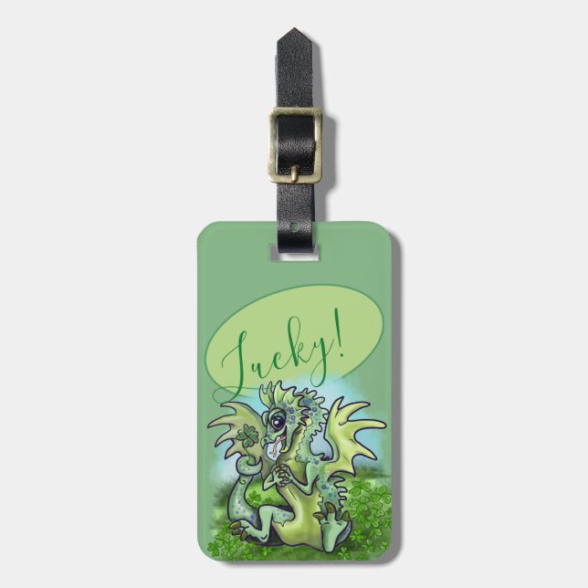 Etiqueta Para Maletas ¡tengo suerte! ¡el pequeño dragón Shamrock (Frente Vertical)