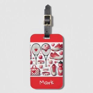 Etiqueta Para Maletas Tenis Amo a los valentinos con corazón rojo