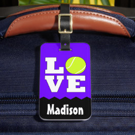 Etiqueta Para Maletas Tenis LOVE Nombre personalizado y Color Tennis Rac