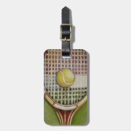 Etiqueta Para Maletas Tenis Racket con bolas en pista