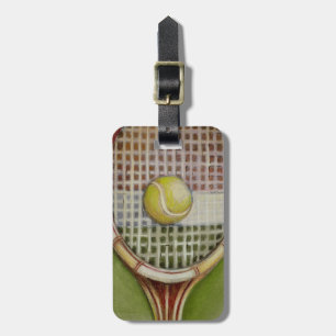 Etiqueta Para Maletas Tenis Racket con bolas en pista