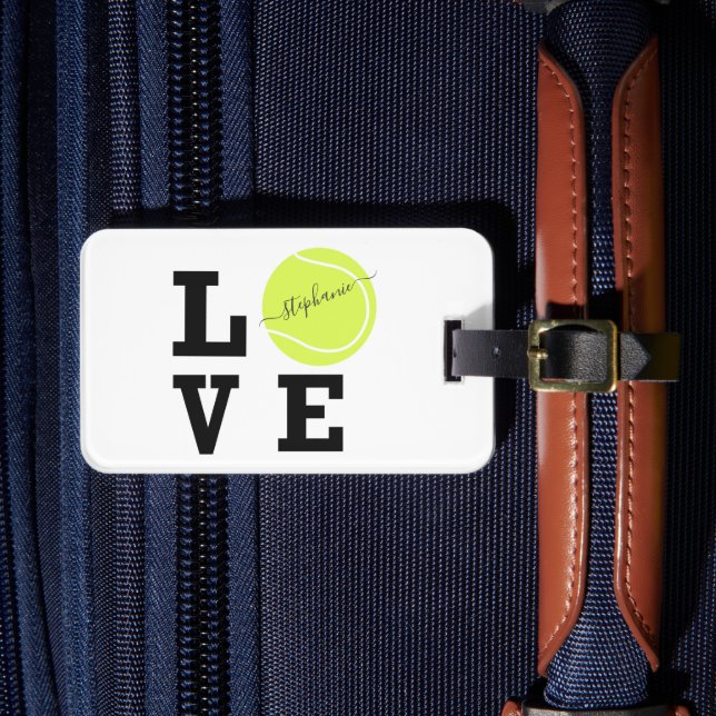 Etiqueta Para Maletas Tennis Yellow Ball Love Name (Anverso In situ 4)