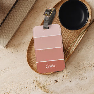 Etiqueta Para Maletas Terracota neutral Bandas de Ombre con guión