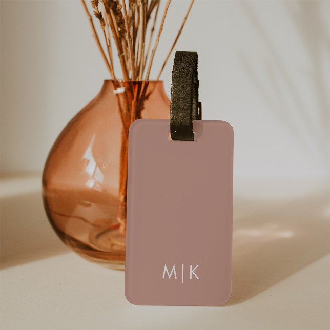Etiqueta Para Maletas Terracota suave | Monograma moderno (Subido por el creador)