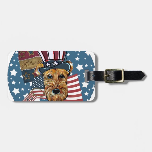 ETIQUETA PARA MALETAS TERRIER DE AIREDALE (Frente Horizontal)