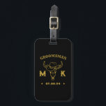 Etiqueta Para Maletas Texas Cowboy Monograma Mejor Hombre Groomsmen<br><div class="desc">Regalos personalizados para los padrinos y el mejor hombre con temática de vaquero del oeste. Decorada con gorra de vaquero con letra occidental vintage. El texto y el color son editables utilizando la herramienta de diseño para que se ajuste a su ocasión. Obtén este regalo de personalizar para boda, despedida...</div>