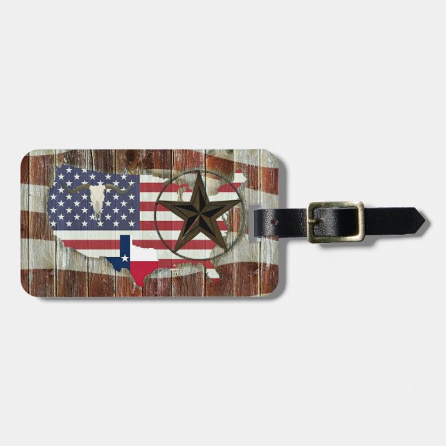 Etiqueta Para Maletas Texas Lone Star Texas Long Horn (Frente Horizontal)