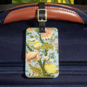 Etiqueta Para Maletas Textil Clásico Barroco Floral Frutas Damask