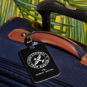 Etiqueta Para Maletas Texto blanco de aeronave fumigadora personalizada 