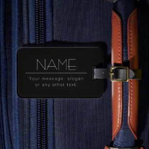 Etiqueta Para Maletas Texto editable minimalista moderno   Blanco y negr