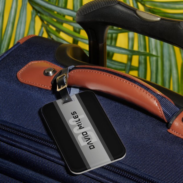 Etiqueta Para Maletas Texto moderno con capas de Personalizable | Negro  (Anverso In situ 1)