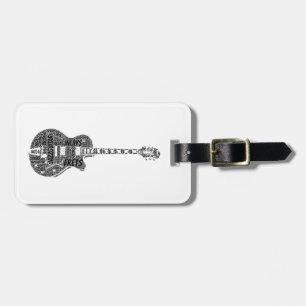 Etiqueta Para Maletas Texto negro de arte con forma de guitarra jazz