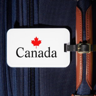 Etiqueta Para Maletas Texto personalizado de Canadá con hoja de arce roj